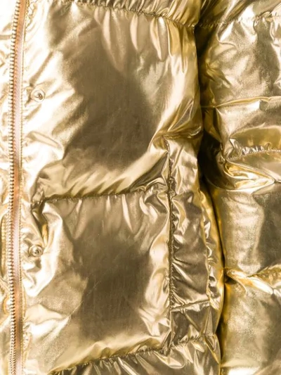 Shop P.a.r.o.s.h Metallic Puffer Jacket In Gold