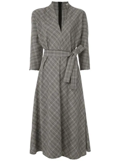 Shop Martha Medeiros Luzia Midi Checked Dress In Grey