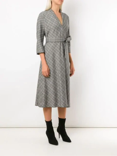 Shop Martha Medeiros Luzia Midi Checked Dress In Grey