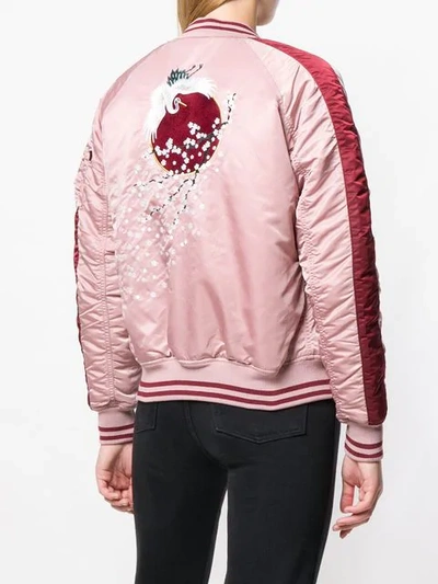Shop Alpha Industries Embroidered Bomber Jacket - Pink