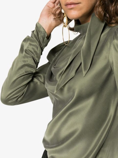 Shop Zimmermann Scarf Neck Tie Blouse In Green