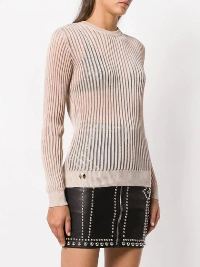 Shop Philipp Plein Sheer Stripe Sweatshirt - Neutrals