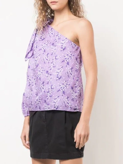 Shop Ulla Johnson One Sleeve Floral Blouse In Purple