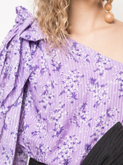 Shop Ulla Johnson One Sleeve Floral Blouse In Purple