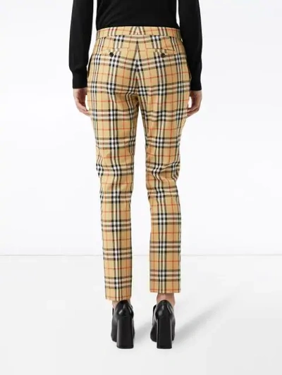BURBERRY 复古格纹羊毛铅笔裤 - 黄色