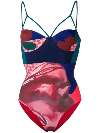 Shop Angelys Balek Bustier Swimsuit - Multicolour