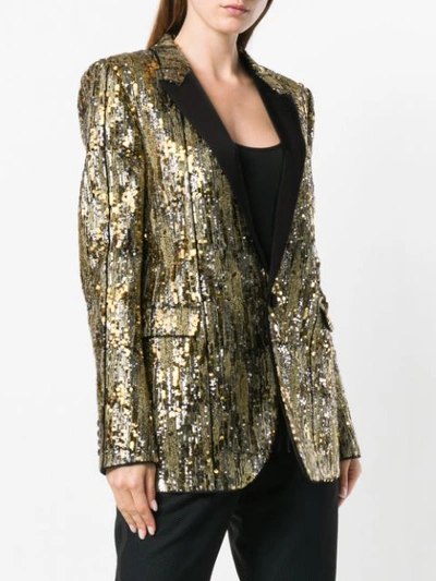 Shop Saint Laurent Sequin Suit Jacket - Metallic