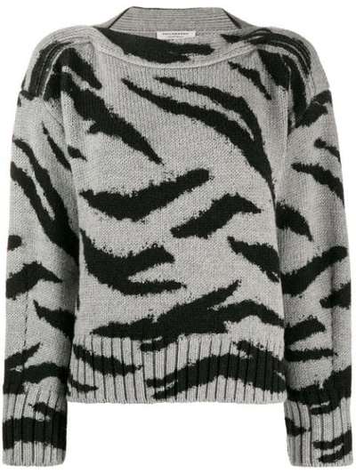 Shop Philosophy Di Lorenzo Serafini Animal Pattern Wool Sweater In Grey