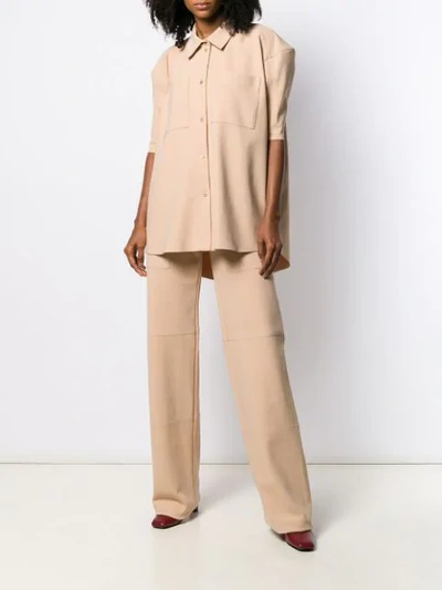 Shop Nina Ricci Long Wide-leg Trousers In Brown