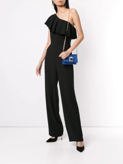 Shop Paul & Joe Ruffled One Shoulder Jumpsuit In Black