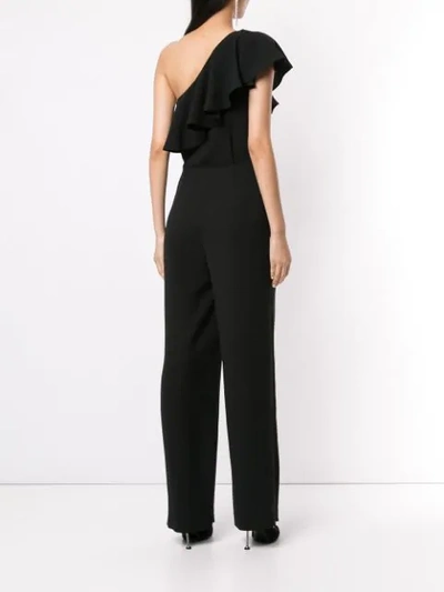 Shop Paul & Joe Ruffled One Shoulder Jumpsuit In Black