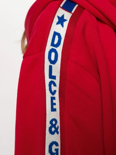 Shop Dolce & Gabbana Logo Appliqué Zipped Hoodie In Red