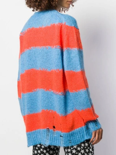 Shop Acne Studios Distressed Striped Sweater In Blue