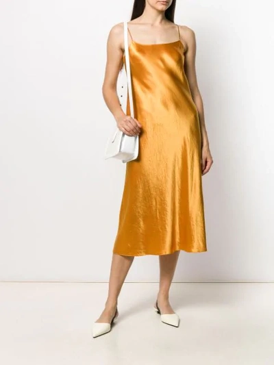 Shop Vince Shine Effect Slip Dress In Yellow