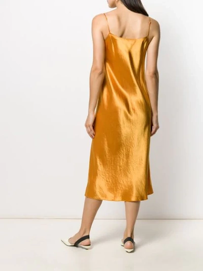 Shop Vince Shine Effect Slip Dress In Yellow
