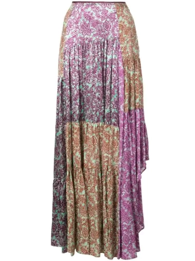 Shop Amur Scout Floral Patchwork Skirt In Multicolour