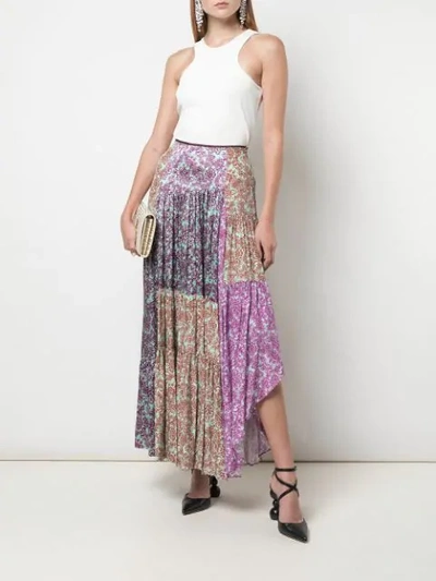 Shop Amur Scout Floral Patchwork Skirt In Multicolour