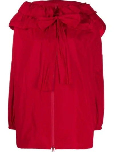 Shop Valentino Ruffled Tied Loose Jacket In 157 Red