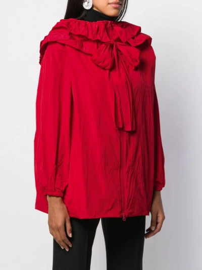 Shop Valentino Ruffled Tied Loose Jacket In 157 Red