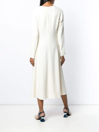 Shop Theory Long Sleeved Flared Dress In Neutrals