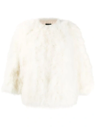 Shop Yves Salomon Feather Jacket In C10 Blanc