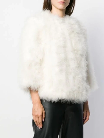 Shop Yves Salomon Feather Jacket In C10 Blanc