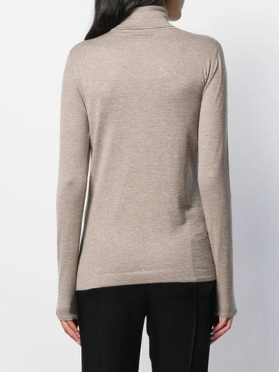 Shop Brunello Cucinelli Fine Knit Turtleneck Jumper In C9018 Camel