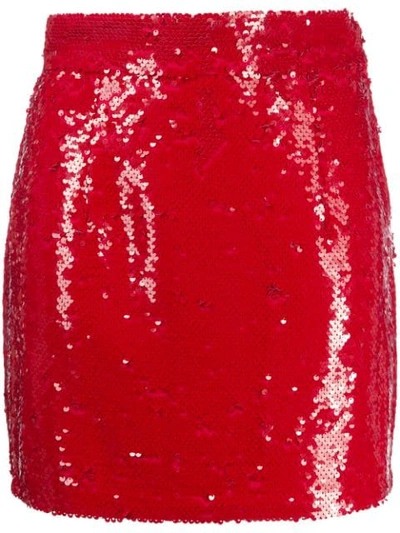 Shop Amen Sequin Mini Skirt In Red