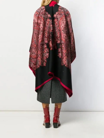 Shop Etro Knitted Patter Poncho In Black