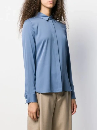 Shop Theory Long Sleeved Fitted Shirt In Blue