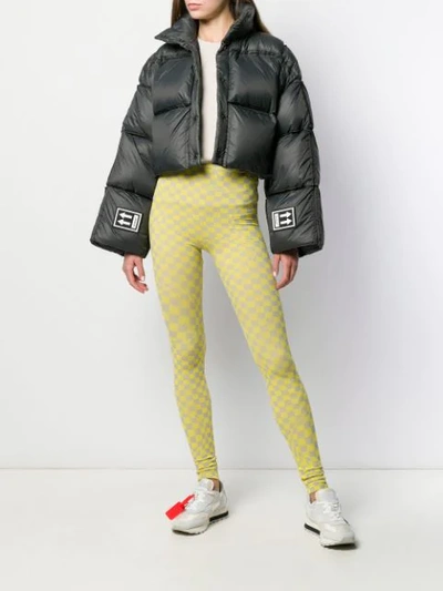 Shop Off-white Cropped Puffer Jacket In Grey