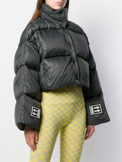 Shop Off-white Cropped Puffer Jacket In Grey