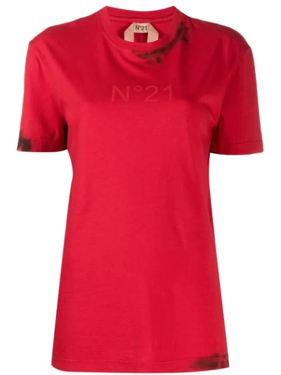 Shop N°21 Splatter Logo T-shirt In Red
