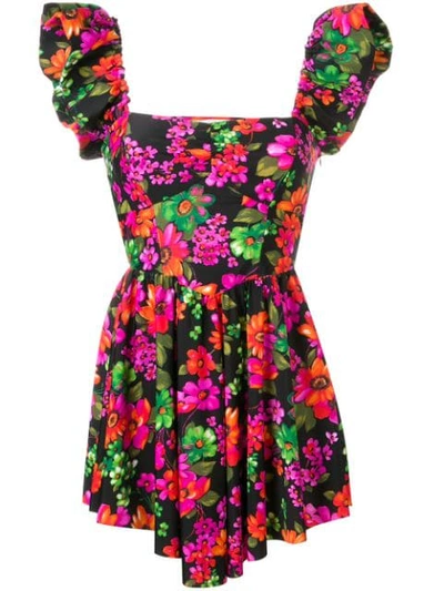 Shop Amen Floral Print Mini Dress In Black