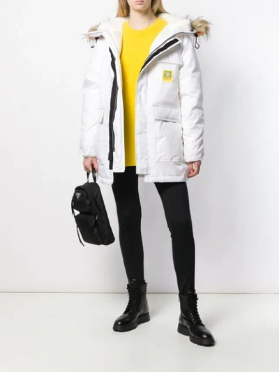 Shop Brumal Hooded Down Coat In White