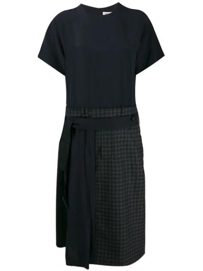 Shop Maison Margiela Re-worked Check Dress In Blue