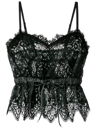 Sacai Lace Crop Cami Top In Black