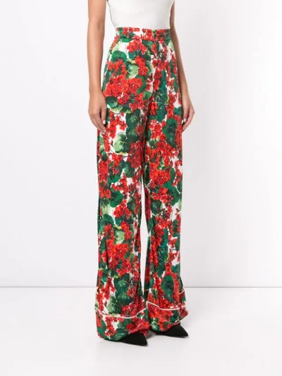 Shop Dolce & Gabbana Portofino Print Flared Trousers In Green