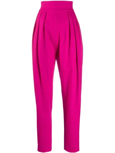 Shop Attico High-waisted Tapered Trousers In Pink