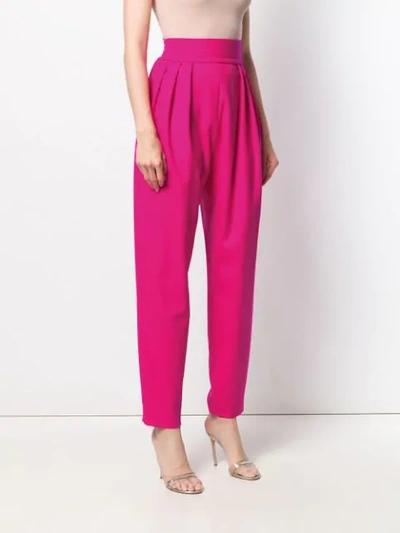Shop Attico High-waisted Tapered Trousers In Pink