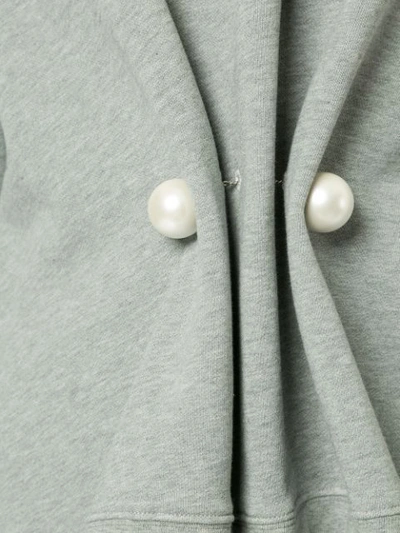 Shop Ports 1961 Pearl Embellished Draped Sweatshirt - Grey