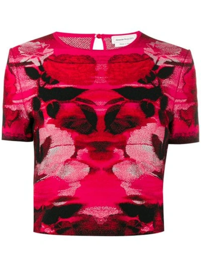 Shop Alexander Mcqueen Intarsia Knitted Top In Red