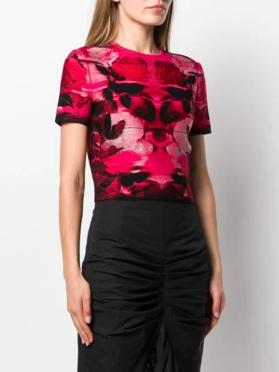 Shop Alexander Mcqueen Intarsia Knitted Top In Red
