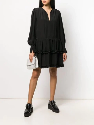 Shop Stella Mccartney Ruffled Mini Dress In Black