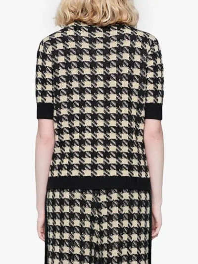 Shop Gucci Houndtooth Knitted Top In Black