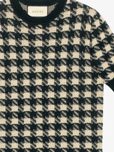Shop Gucci Houndtooth Knitted Top In Black