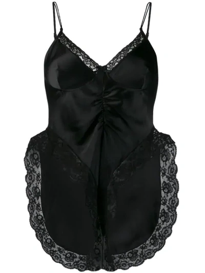 Shop Alexander Wang Scalloped Lace Slip Vest In Black