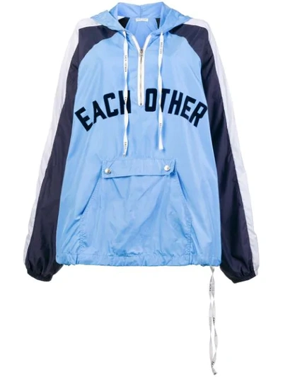 Shop Each X Other Front Logo Rain Hoodie In Blue