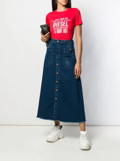 Shop Diesel Faded Logo Print T-shirt In Red