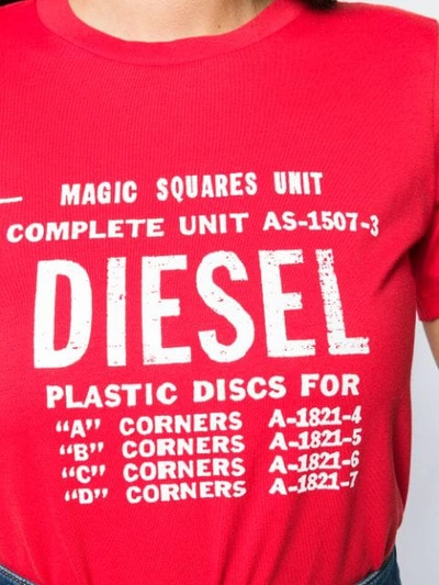 Shop Diesel Faded Logo Print T-shirt In Red